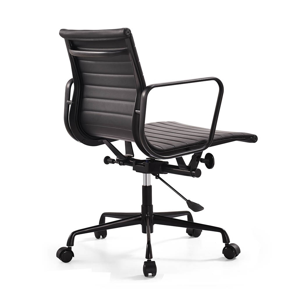 Charles Eames style, Bureaustoel EA117 Leder zwart frame zwart